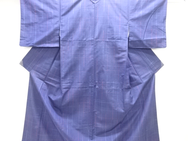 JAPANESE KIMONO / ANTIQUE ENSEMBLE KIMONO / SILK / TSUMUGI / WOVEN GRID